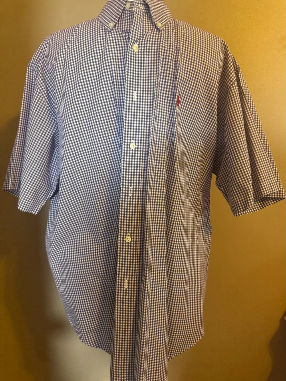 Ralph Lauren Purple Gingham Short-Sleeve Polo Shirt “Blake” Large